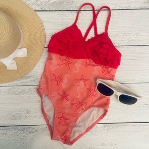 Beach Native Girls One Piece Pink Swimsuit Size 5